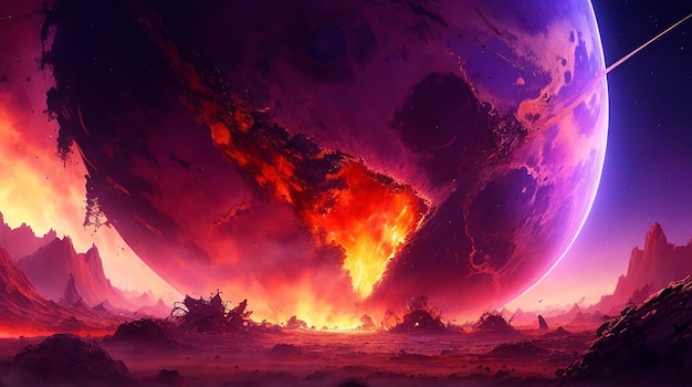 Planet Destruction Painting Illustration Art Background Image