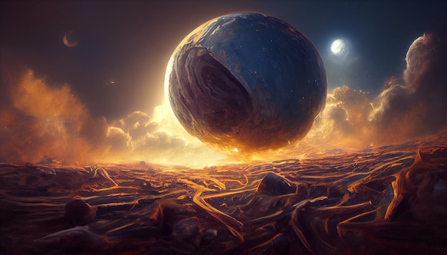 Planet destruction in space concept art illustration