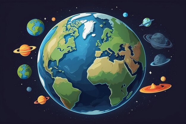 Planet earth in cartoon style