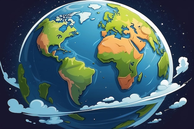 Planet earth in cartoon style