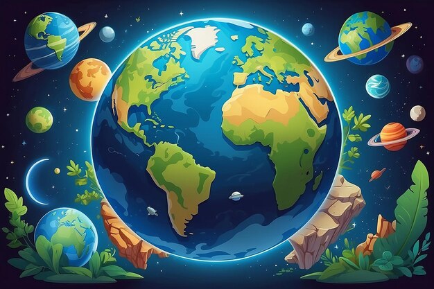 Planet earth in cartoon style