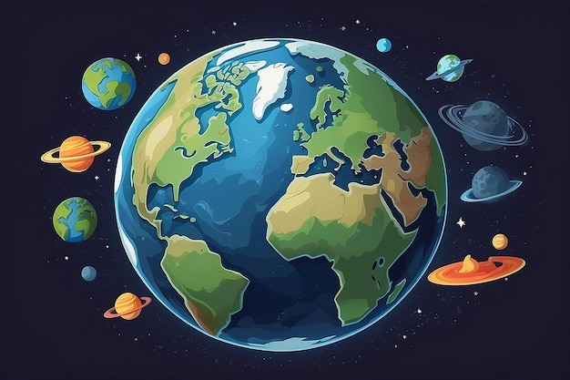 Планета Земля в стиле мультфильмов