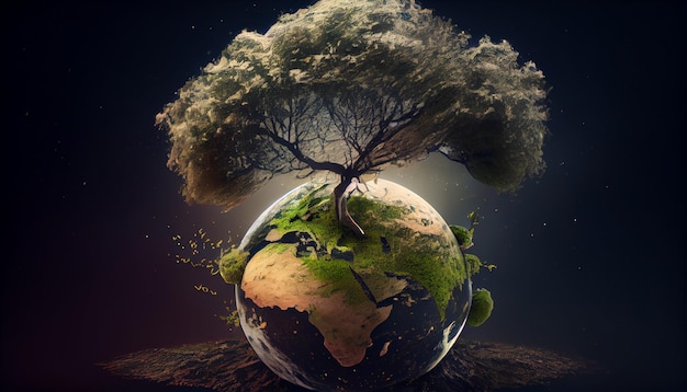 Planet Earth Celebrate Arbor Day Generate Ai