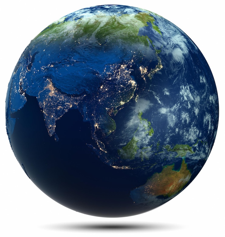 Photo planet earth city lights white isolated elements of this image furnished by nasa 3d rendering