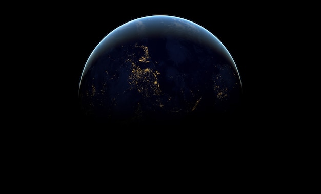 planet earth in dark outer space.