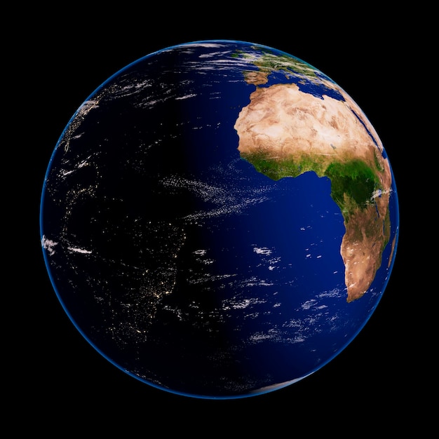 Planet Earth day and night on black background Elements of this image furnished by NASA 3d render