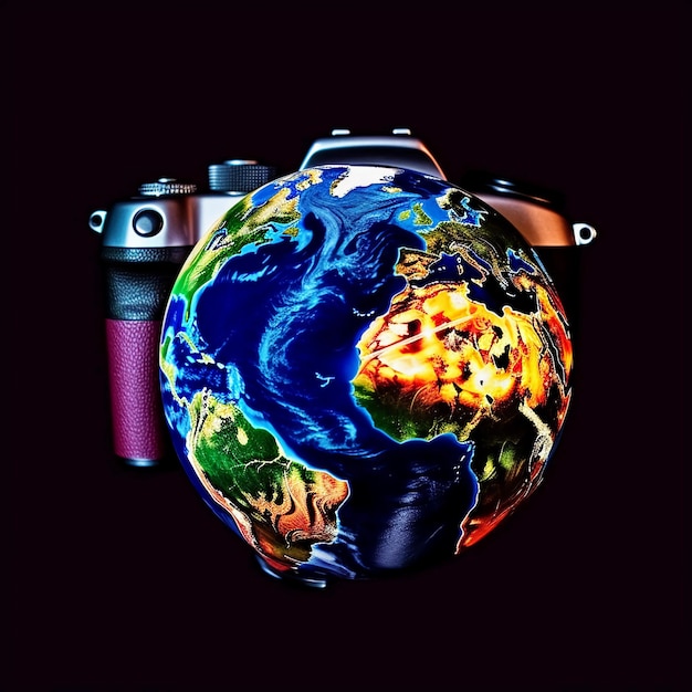 The planet earth in the form of a camera