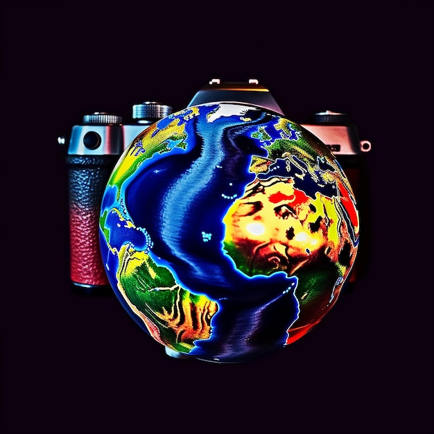 The planet earth in the form of a camera