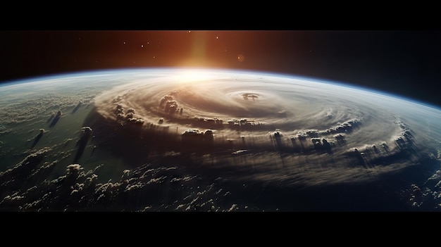 Planet earth from outter space movie scene end of the world like moment hurricane from the satelites