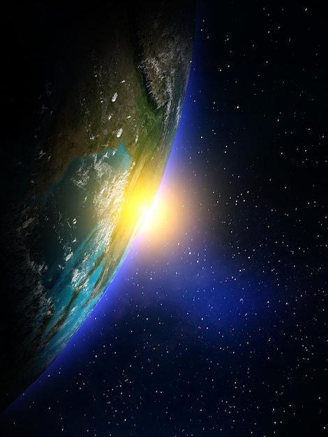 Planet Earth from space 3d rendering