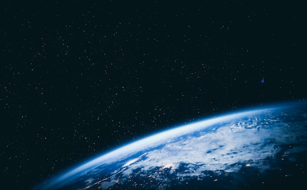 Фото Планета земля вид глобуса из космоса, показывающий реалистичную поверхность земли и карту мира