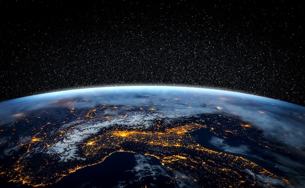 planet earth globe view from space showing realistic earth surface and world map