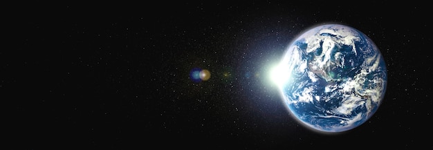 現実的な地球の表面と世界地図を示す宇宙からの惑星地球地球の眺め