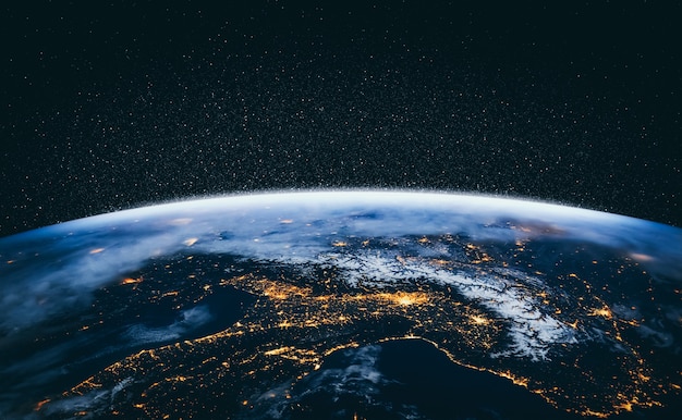planet earth globe view from space showing realistic earth surface and world map
