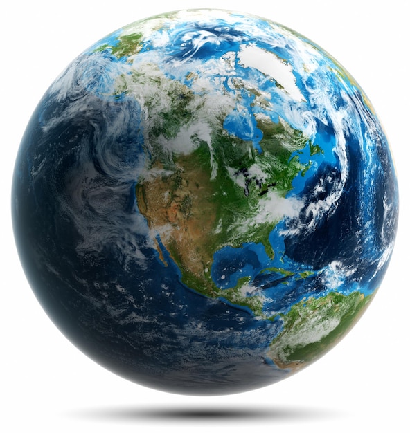 Planet Earth globe world map isolated