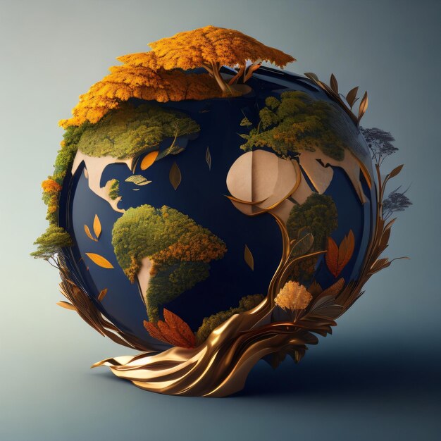 Planet earth illustration on solid background