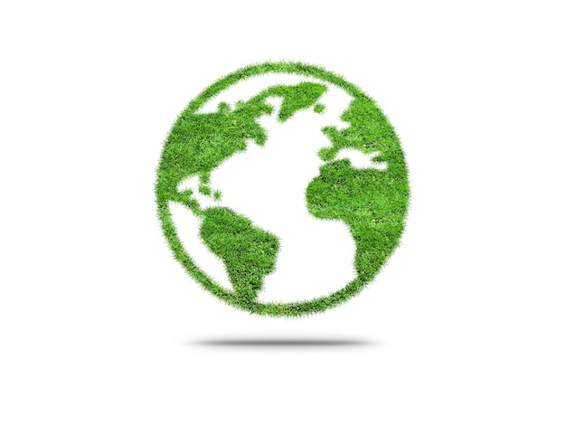 Planet Earth made from green grass Ecology concept