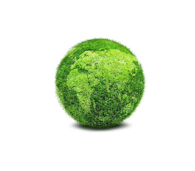 Photo planet earth made from green grass ecology concept