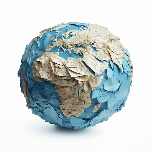 The Planet Earth made with folded paper