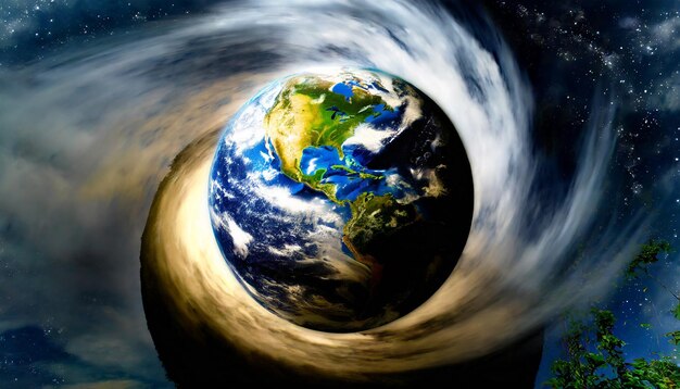 Photo planet earth rotation is speeding up dramatic way in amazing hyperlapse creative concept of