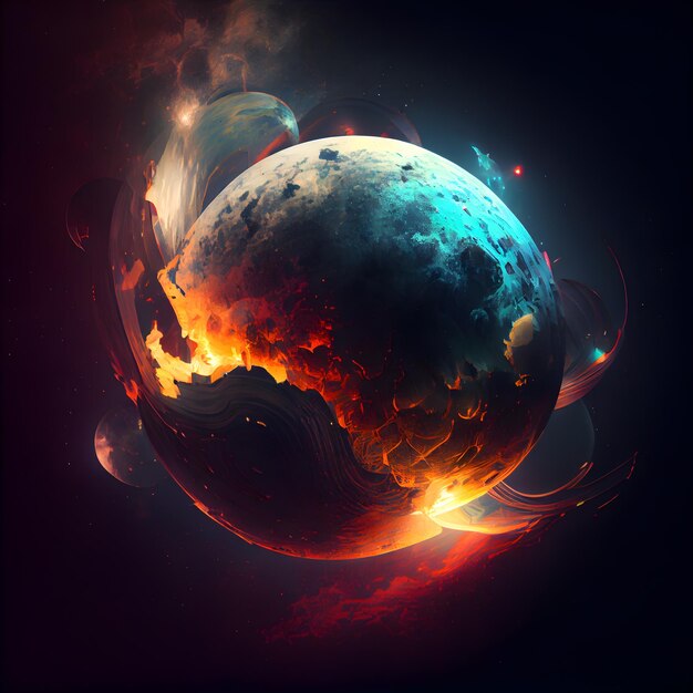 Planet Earth in space 3D abstract fractal illustration for your design