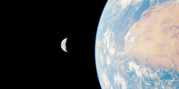 Photo planet earth in space with the moon elements provided by nasa