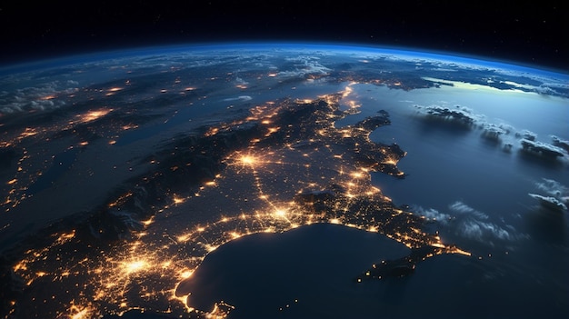 planet earth view of japan at night