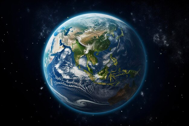 Planet earth viewed from space via satellite internet Creating