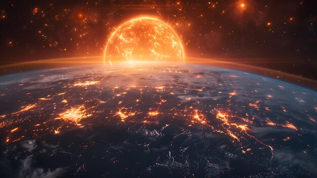 planet earth with flares background