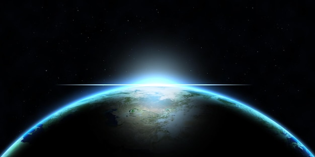 Planet Earth with glows 3D illustration (Elements of this image furnished by NASA