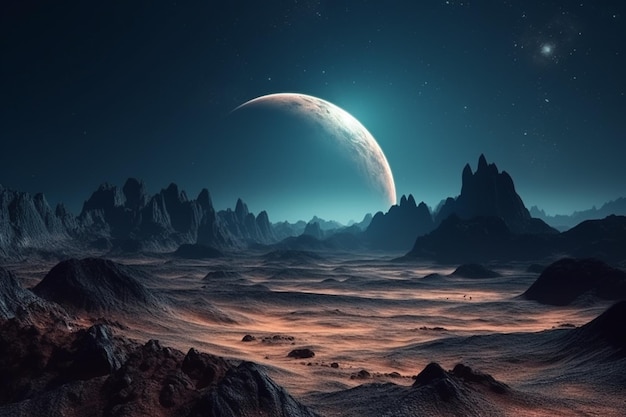 Premium AI Image | Planet earth with a moon in the background