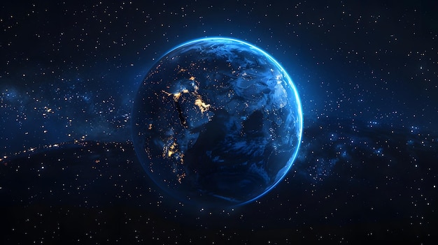 planet earth with night sky lights Background