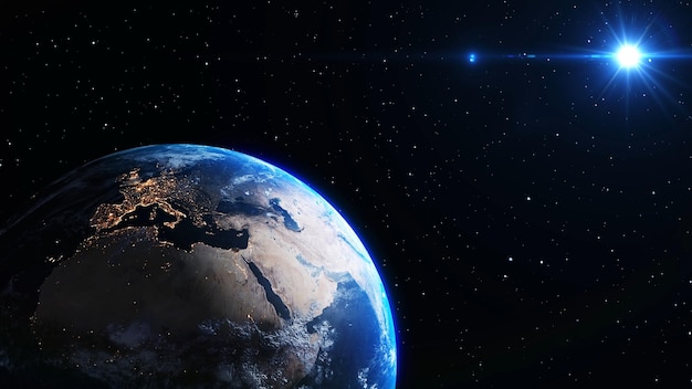 planet earth with realistic geography surface and orbital 3d cloud atmosphere