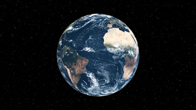 Planet earth with realistic geography surface and orbital 3D cloud atmosphere