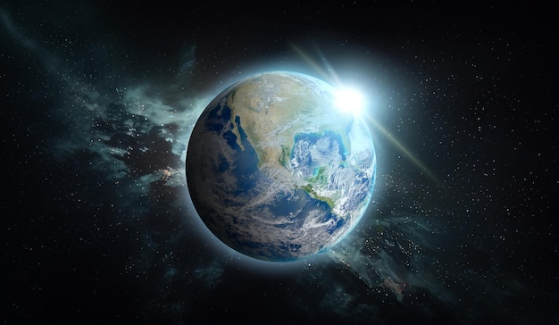 NASA から提供されたこの画像の要素の空間の背景に地球