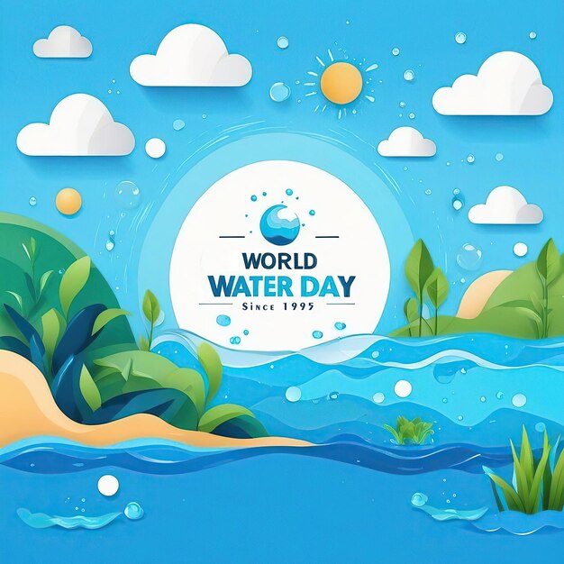 Planet Earth with water drop Vector illustration World Environment Day