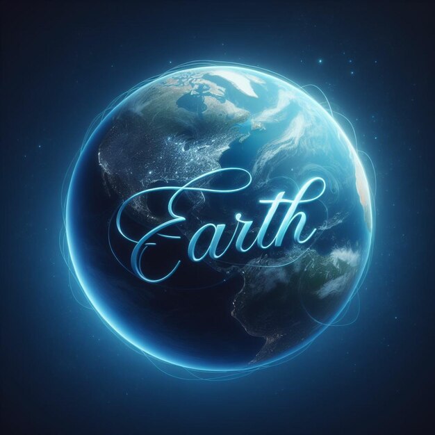 Photo a planet earth with the word earth on it