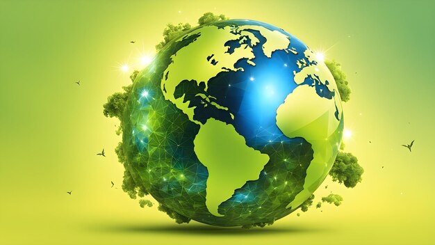 planet earth with a yellow background and the earth on the bottom