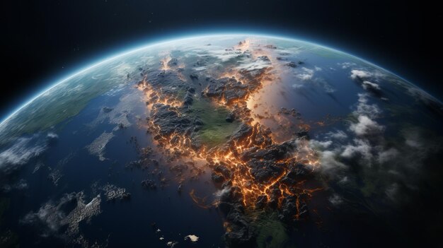 화재 행성: 오크39의 폭발적인 애니메이션 지구에 대한 거대한 영향