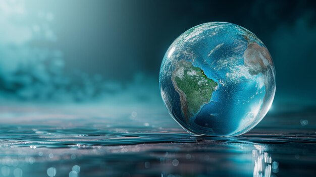 Planet Harmony Creative Earth Concept on Glass Sphere Inspiring Environmental Awareness