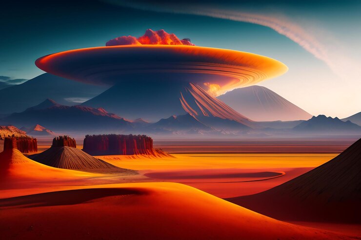 Photo planet landscapes a volcanic wasteland filled