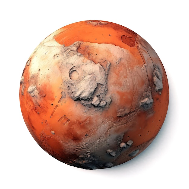 Planet Mars Isolated on white background Mars planet 3d rendering white background