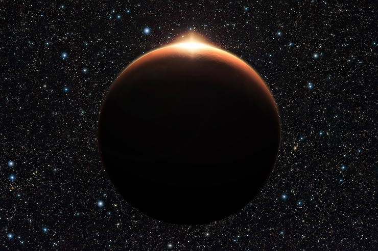 Photo 宇宙に日の出のある惑星火星（nasaから提供されたこの画像の要素）