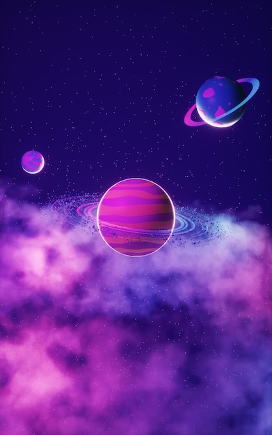 宇宙の惑星 3D レンダリング