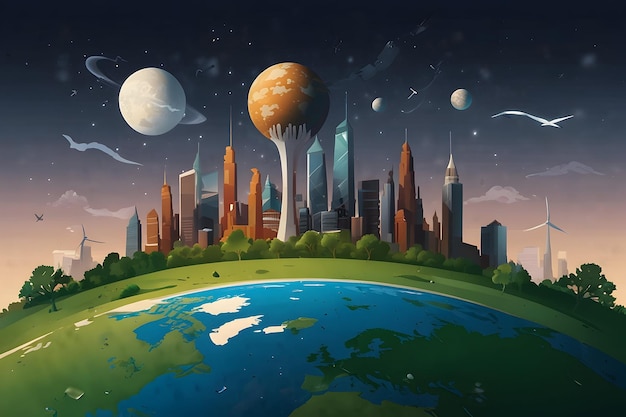 Planet Protectors Unite Guardians of Earth for a Sustainable Future Flat Vector Illustration in E