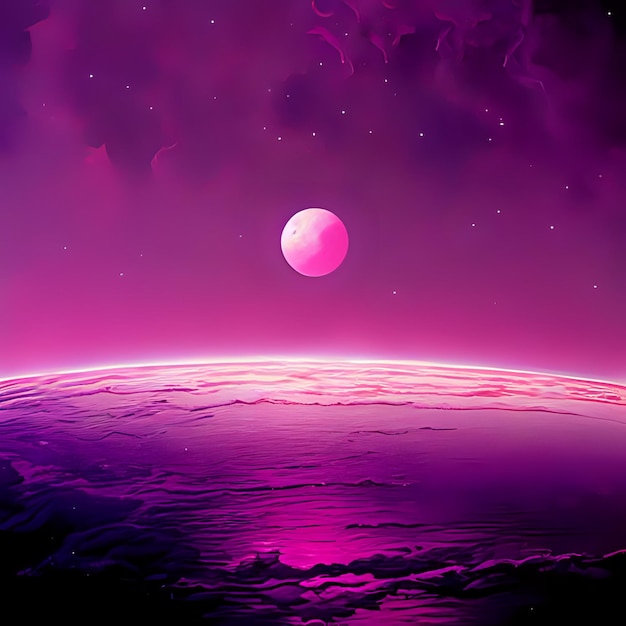 Planet in purple space background