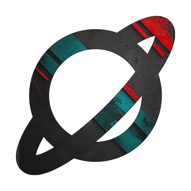 Photo planet ringed icon diagonal black green red