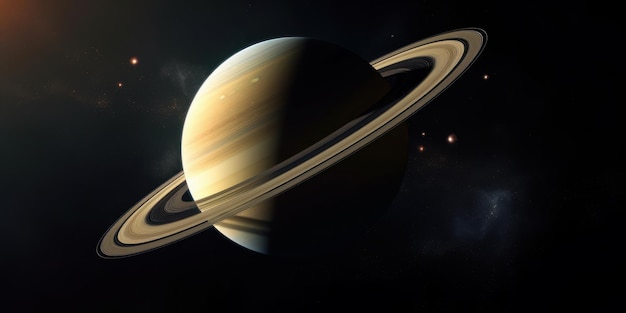 宇宙の深くにある土星
