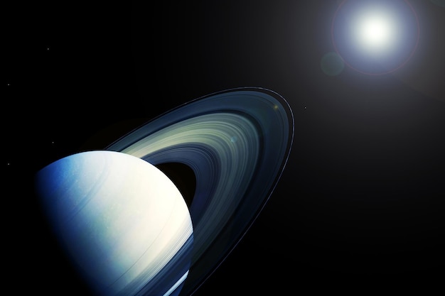 Nasa에서 제공한 이 이미지의 어두운 배경 요소에 있는 행성 토성