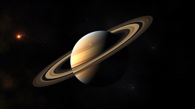 Planet saturn in solar system isolated with black background